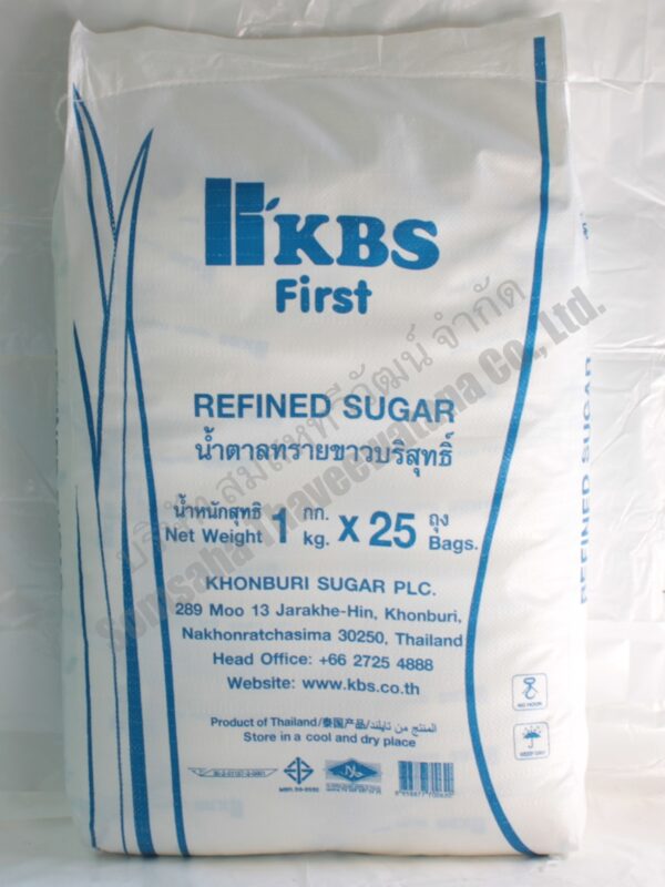 น้ำตาลทรายขาวบริสุทธิ์ ตรา KBS ขนาด 1 กิโลกรัม x 25 ถุง